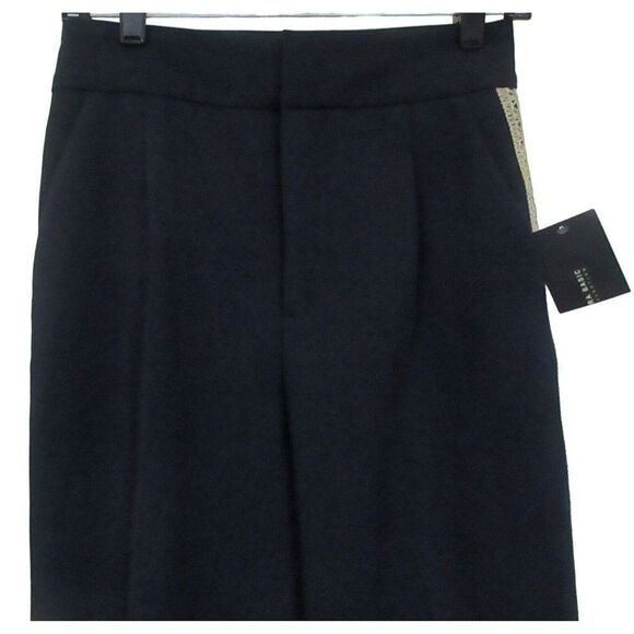 Zara Basic Black Slim Leg Dress Pants Gold Side Leg Embellished Trim Sz S NEW - Picture 5 of 9